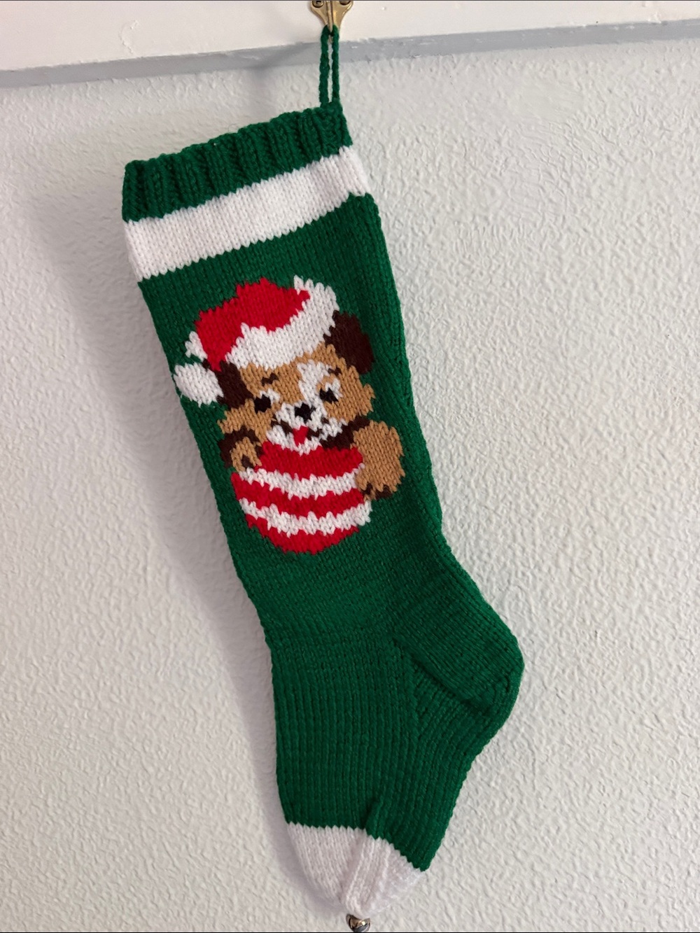 Hand knit Christmas stocking